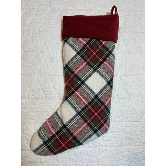 Pottery Barn STEWART Plaid Christmas Stocking Velvet Cuff - Picture 2 of 5